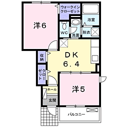 ノイファミーリエ 2DKの間取図画像