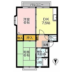 シャン・ドフルール 2DKの間取図画像