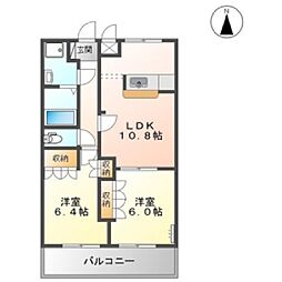 カーサオランジュ 2LDKの間取図画像