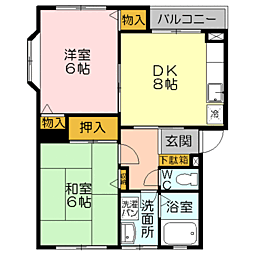 ハイツサンフレッシュ 2DKの間取図画像