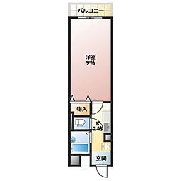 三記マンション久米町 1Kの間取図画像