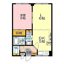レックハウスKAI 1LDKの間取図画像