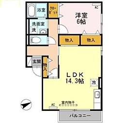 TMKホープK 1LDKの間取図画像