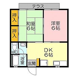 エスポワールラタン 2DKの間取図画像