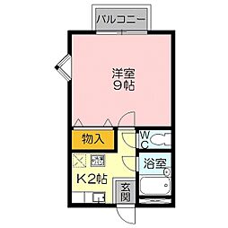 ハイツ・ラフィネ2号館 1Kの間取図画像