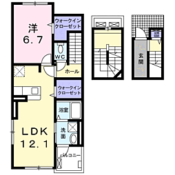 エアリーネオダブリュー 1LDKの間取図画像