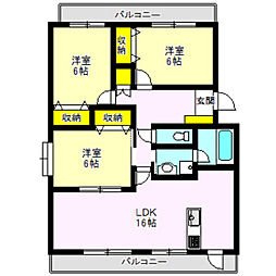 リジョンＡ・Ｂ棟 1階3LDKの間取り