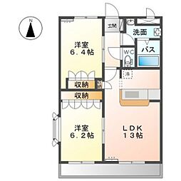 モデルナ江木 3階2LDKの間取り