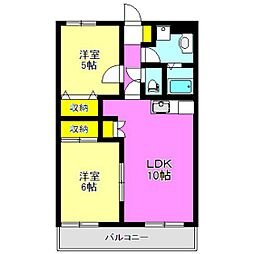 メゾン・キンレイ 3階2LDKの間取り