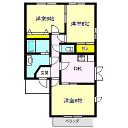 ハーベストヒルズ4 3DKの間取図画像