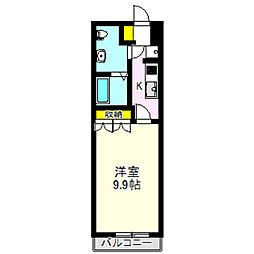 ドリームハイム 1階1Kの間取り