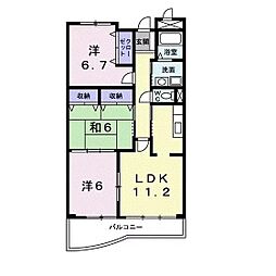ピュアー双葉 1階3LDKの間取り