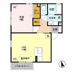 サリチェ 2階1LDKの間取り