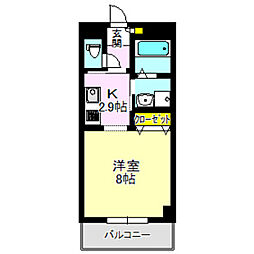 Ｏｎｅ　Ｗｉｓｈ 1階1Kの間取り