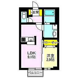 レクシオン 1階1SKの間取り