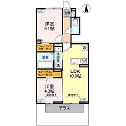 ハイトラスト 1階2LDKの間取り