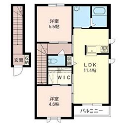 モン・リヴィエール 2階2LDKの間取り