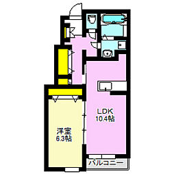 La Vita Brillante I 1階1LDKの間取り