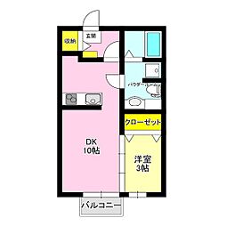 パール・メゾンI 105 1階1DKの間取り