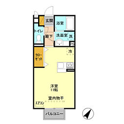 ベルテ ワンルームの間取図画像