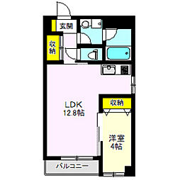 ラシーム高崎 1LDKの間取図画像