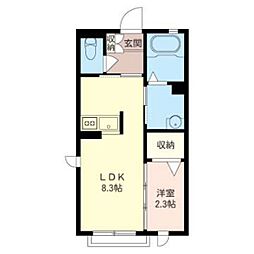 シャルムロワール 1LDKの間取図画像