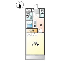 ポンテアルト 1Kの間取図画像