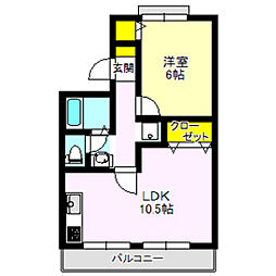 吉井レジデンス 1LDKの間取図画像