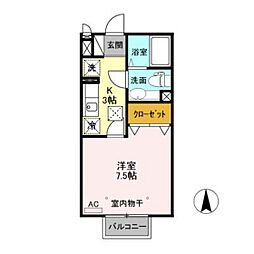 ルミエール 1Kの間取図画像