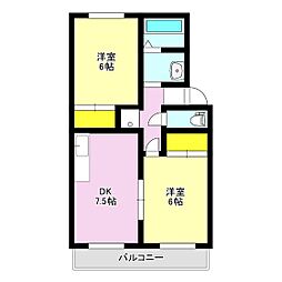 ル・ポール 2DKの間取図画像