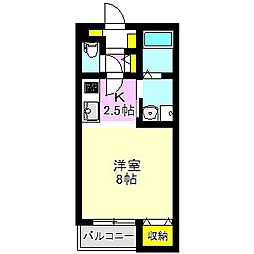 ハーベスト上中居第2 1Kの間取図画像