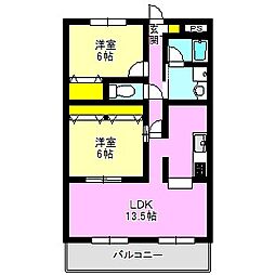 リジョンC 2LDKの間取図画像