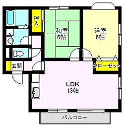 リジェールB 2LDKの間取図画像
