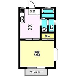 三山ハイツ3 1DKの間取図画像