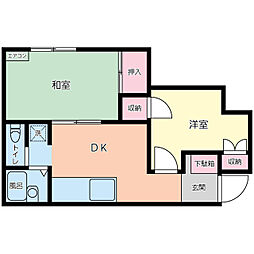 勝田台マリーナハウス1 2DKの間取図画像