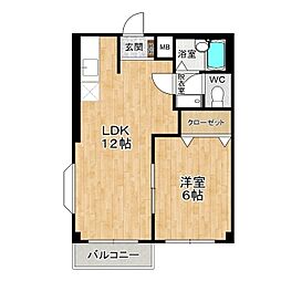 JR常磐線 牛久駅 バス12分 一本松下車 徒歩3分の賃貸アパート 2階1LDKの間取り
