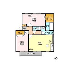グランドゥール 1階2LDKの間取り