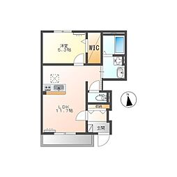 SOLANA(ソラーナ) 1階1LDKの間取り