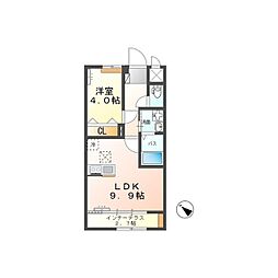 グラティテュード・K 1階1LDKの間取り