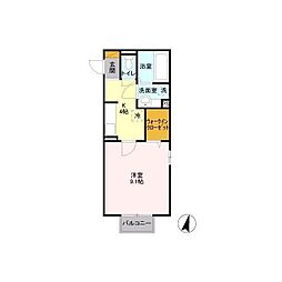 シーパーチェ 2階1Kの間取り