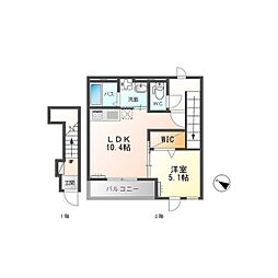 雫VII 2階1LDKの間取り