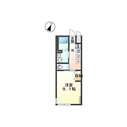 サンライズ 2階1Kの間取り