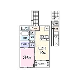 ソラリス 2階1LDKの間取り