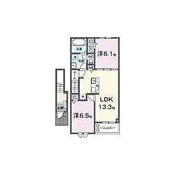 シャルマンドミール　II 2階2LDKの間取り