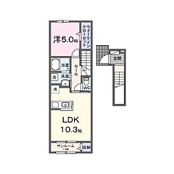 Ａｘｉｓ33 2階1LDKの間取り