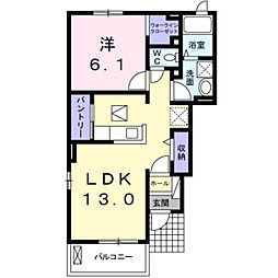 ヴィラ・ステージ・ラン 1階1LDKの間取り