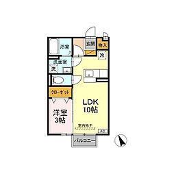 ダイヤファーストＳ.Ａｖｅ 2階1LDKの間取り