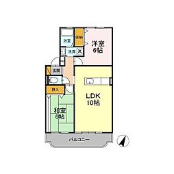 コンフォール稲荷前 2LDKの間取図画像