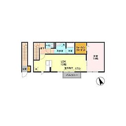 キュート 1LDKの間取図画像
