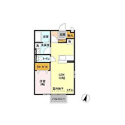 プランドール 1LDKの間取図画像